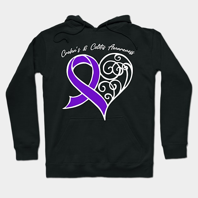 Crohn's & Colitis Awareness Heart Ribbon Gift Valentines Day - In This Family Nobody Fights Alone Hoodie by BoongMie